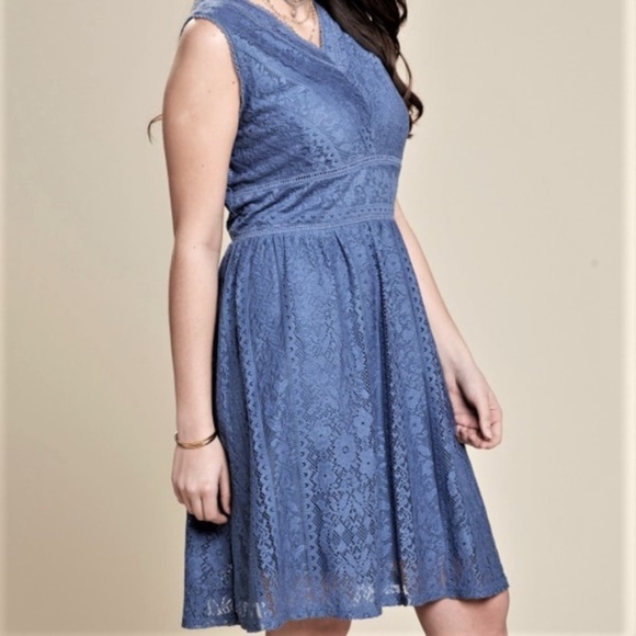 A Beautiful Soul Dresses & Skirts - 🎉NWT Soul Blue Lace Empire Waist Dress Size 18